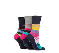 SockShop Gentle Grip Ladies Colourburst Socks Pack of 3 Vibes rayées 37-42
