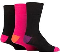SockShop Gentle Grip Mens Colourburst Cotton Socks Pack of 3 Fou contraste violet 39-45