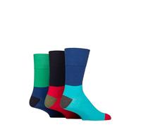 SockShop Gentle Grip Mens Colourburst Cotton Socks Pack of 3 (FR/ES, Numérique, 39, 45, Taille normale, Taille normale, Neppé Turquoise/Bleu cobalt)