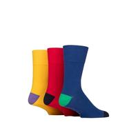 SockShop Gentle Grip Mens Colourburst Cotton Socks Pack of 3 (FR/ES, Numérique, 39, 45, Taille normale, Taille normale, Neppé Cobalt/Bleu/Rouge)