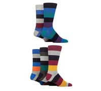 SockShop Hommes Chaussettes en bambou naturel coloré et coloré à motifs divers modèles pour un usage quotidien Taille 40-45 Multipack de 5 (40-45, Sombre rayé)