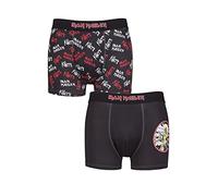 SockShop Hommes Iron Maiden Exclusif à Coffret Cadeau Rock Classique Lourd Métal Boxer caleçon Paquet de 2 Noir S