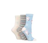 SockShop Lazy Panda Femme Noël Bambou Chaussettes Paquet de 3 Souris des neiges 37-42