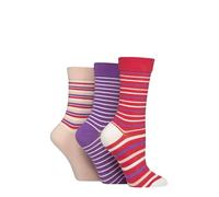 SockShop Lot de 3 paires de chaussettes douces en bambou avec coutures lisses au niveau des orteils dans des motifs unis et rayés, 32-36