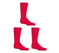 SockShop Lot de 3 paires de chaussettes unies en bambou pour garçons et filles avec poignets confortables et orteils liés à la main, Rouge, 4-7 ans