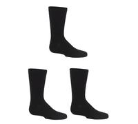SockShop Lot de 3 paires de chaussettes unies en bambou pour garçons et filles avec poignets confortables et orteils liés à la main, Noir , 4-7 ans