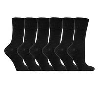 Sockshop Lot de 6 paires de chaussettes antidérapantes pour diabétiques Taille 37-42 - Noir - 37-42