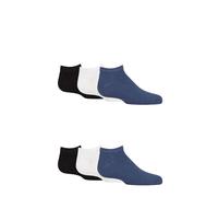 SockShop Lot de 6 paires de chaussettes de sport en bambou pour enfants - Uni - Douces et respirantes avec coutures lisses au niveau des orteils - Pour enfants de 1 à 14 ans, Noir denim blanc, 8-12