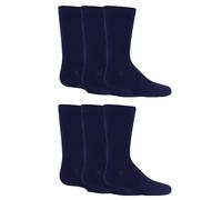 SockShop Lot de 6 paires de chaussettes d'école en bambou pour enfants - Rayures unies - Respirantes, douces et rafraîchissantes - Coutures lisses au niveau des orteils, bleu marine, 8-12 ans