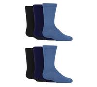 SockShop Lot de 6 paires de chaussettes d'école en bambou pour enfants - Rayures unies - Respirantes, douces et rafraîchissantes - Coutures lisses au niveau des orteils, Denim noir bleu marine, 4-7