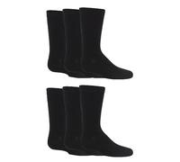 SockShop Lot de 6 paires de chaussettes d'école en bambou pour enfants - Rayures unies - Respirantes, douces et rafraîchissantes - Coutures lisses au niveau des orteils, Noir , 4-7 ans