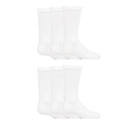 SockShop Lot de 6 paires de chaussettes d'école en bambou pour enfants - Rayures unies - Respirantes, douces et rafraîchissantes - Coutures lisses au niveau des orteils, blanc, 4-7 ans