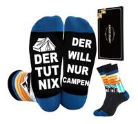 SockWaddles Chaussettes Humoristiques pour Hommes avec Slogans, « Il Veut Juste Faire du Camping » - Idée Cadeau pour les Hommes, Campeurs pour Noël, Anniversaire, Fête des Pères