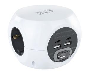 Socle 3 Prises Avec 4 Usb'S 2 Usb A +2 Usb-C Avec Switch