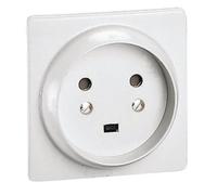 LEGRAND - Prise de Puissance 20A Murale avec Terre - Prise 2P+T Monobloc - Plaque 80 x 80 mm - 2 Alvéoles - Pose par Encastrement ou en Saillie - Fabriqué En France - Blanc