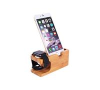 Socle de Chargement pour Watch et iPhone 2 en 1 en Bambou Jaune