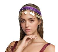 Socle de danse orientale exquis orné de sequins scintillants et accessoire de coiffure pour spectacles. (Purple, One Size)/1
