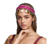 Socle de danse orientale exquis orné de sequins scintillants et accessoire de coiffure pour spectacles. (Red, One Size)