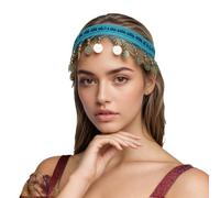 Socle de danse orientale exquis orné de sequins scintillants et accessoire de coiffure pour spectacles. (Blue, One Size)