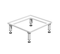 Socle de machine à laver 12cm, châssis en acier entièrement soudé donc extrêmement stable, pieds soudés sur tout le pourtour du châssis en acier, pieds réglables de 20mm.