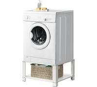 [en.casa] Socle avec Étagère pour Machine à Laver Support Lave-Linges Standard Pieds Antidérapants Capacité de Charge 150 kg Acier Laqué 63 x 54 x 31 cm Blanc