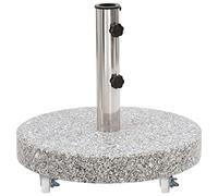 Vidaxl Socle De Parasol Granite 30 Kg Rond Gris Blanc