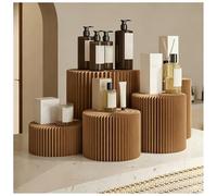 Socle De Présentation Cylindrique En Papier, Piédestal Pliable Et Résistant À L'eau Accessoires Photo, Boulangerie (pains Et Desserts), Soins La Peau Et Décoration Intérieure.(brun,20X24CM)