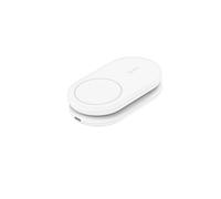 Socle de recharge 2-en-1 aimanté et pliable Belkin BoostCharge 15 W Blanc + câble USB-C 1,5 m