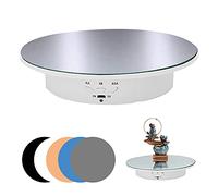 Socle de vente motorisé, plateau tournant de 20 cm, plateau tournant électrique avec socle rotatif, 5 plateaux en PVC, capacité de charge 8 kg (Miroir blanc)