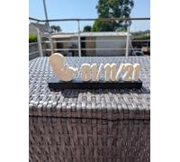 Socle décoratif personnalisé - Date de naissance Bébé - Silhouette bébé blanche, bleue ou rose - Impression 3D PLA et PETG - Cadeau de naissance - Fabrication française (BLANC/NOIR)
