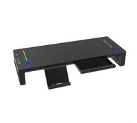 Socle Écran Gamer avec pour éclairage LED Multicolore Socle Écran(Black) | Ports USB 3.0 intégrés, transfert rapide, connectez clavier souris disque dur externe facilement