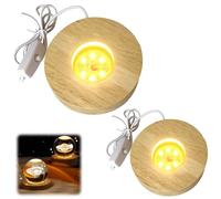 Socle LED en Bois avec USB - Base d'Affichage DIY pour Cristal, Verre, Acrylique et Bijoux en Résine - Lot de 2 Plaques Lumineuses