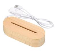 Socle Lumineux Bois avec LED, bois présentoir éclairé base de lumière , Base de Présentation Ovale avec USB, Supports Led Colorés Réglables, Base ovale 7 couleurs