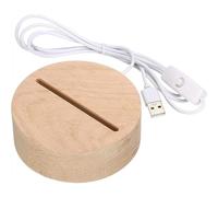 Socle Lumineux Bois avec LED, bois présentoir éclairé base de lumière , Base de Présentation Ronde avec USB, Supports Led Colorés Réglables, Base ronde lumineuse blanche