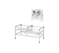 Socle Machine à Laver 1230x635 cm Support Lave-Linge Double Plateau, Charge 267 kg, Base Piédestal de Laveuse 4 Pieds Réglables,