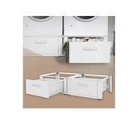 Socle machine à laver double avec tiroirs base sèche-linge blanc 150 kg/support
