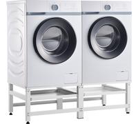 Socle pour machine à laver 2 fois 'Bothel' avec étagères extensibles 150 kg Blanc