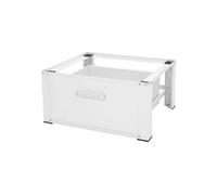 ML-Design Socle pour Machine à Laver avec Tiroir Coulissant, Acier, Blanc, 63x54 cm, jusqu'à 150 kg, Support Base de Lave-Linge, Sous-armoire, Plateforme Haut 31,5 cm, Tiroir Amovible pour Rangement
