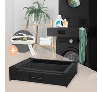 Socle pour machine à laver piédestal avec tiroir retirable noir 60,5x54x15 cm