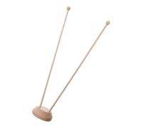 Socle Rond en Bois pour Drapeaux de Table, Support Double de Bureau | Bois Massif Poli, Surface Lisse, Changement Rapide des Étendards, pour Expositions, Stands et Salles de Réunion
