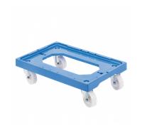 Socle rouleur 4 roues pivotantes - chape acier - bleu