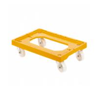 Socle rouleur 4 roues pivotantes - chape acier - jaune