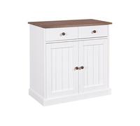 SOCOA - Buffet 2 Portes 2 Tiroirs Bois Massif Vernis Sepia et Blanc -