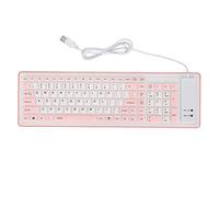 Socobeta 103 Touches USB Filaire Silicone Clavier Pliable Enroulable étanche Muet pour PC Portable de Bureau (Rose)
