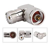 Socobeta Adaptateur Coaxial N Mâle vers M Femelle, Connecteur D'Antenne coudé à 90 Degrés pour UHF, plaqué/or, Antenne Externe Radio Wi-Fi