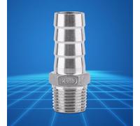 Socobeta Connecteur de Tuyau barbelé SS304 de Haute qualité pour Un Raccordement Rapide de Plomberie, Adaptateur barbelé Antirouille pour Raccord de Tuyau d'air, de Carburant et d'eau (1/2''*19mm)