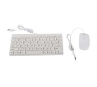 Socobeta Ensemble Clavier et Souris Filaire USB, Clavier Ergonomique Compact avec Câble de 130cm pour PC Portable, Travail de Bureau et Divertissement (Blanc)