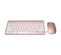 Socobeta Ensemble Clavier et Souris, USB sans Fil 2.4G avec Conception Muette pour Ordinateurs de Bureau, Appareils Mobiles, Tablettes (Or Rose)