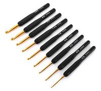 Socobeta Ensemble Complet de Crochets, Identification Facile, Aiguilles Marquées, Poignée en Caoutchouc Confortable, 9 Pièces pour la Couture et le Tricot