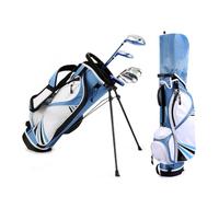 Socobeta Ensemble de Club pour Jeunes de 6 Pièces avec Sac Support Portable et Couvre-Chef de Protection pour Les Jeunes Golfeurs en Herbe (Bleu Vert Main Gauche 115-135cm)